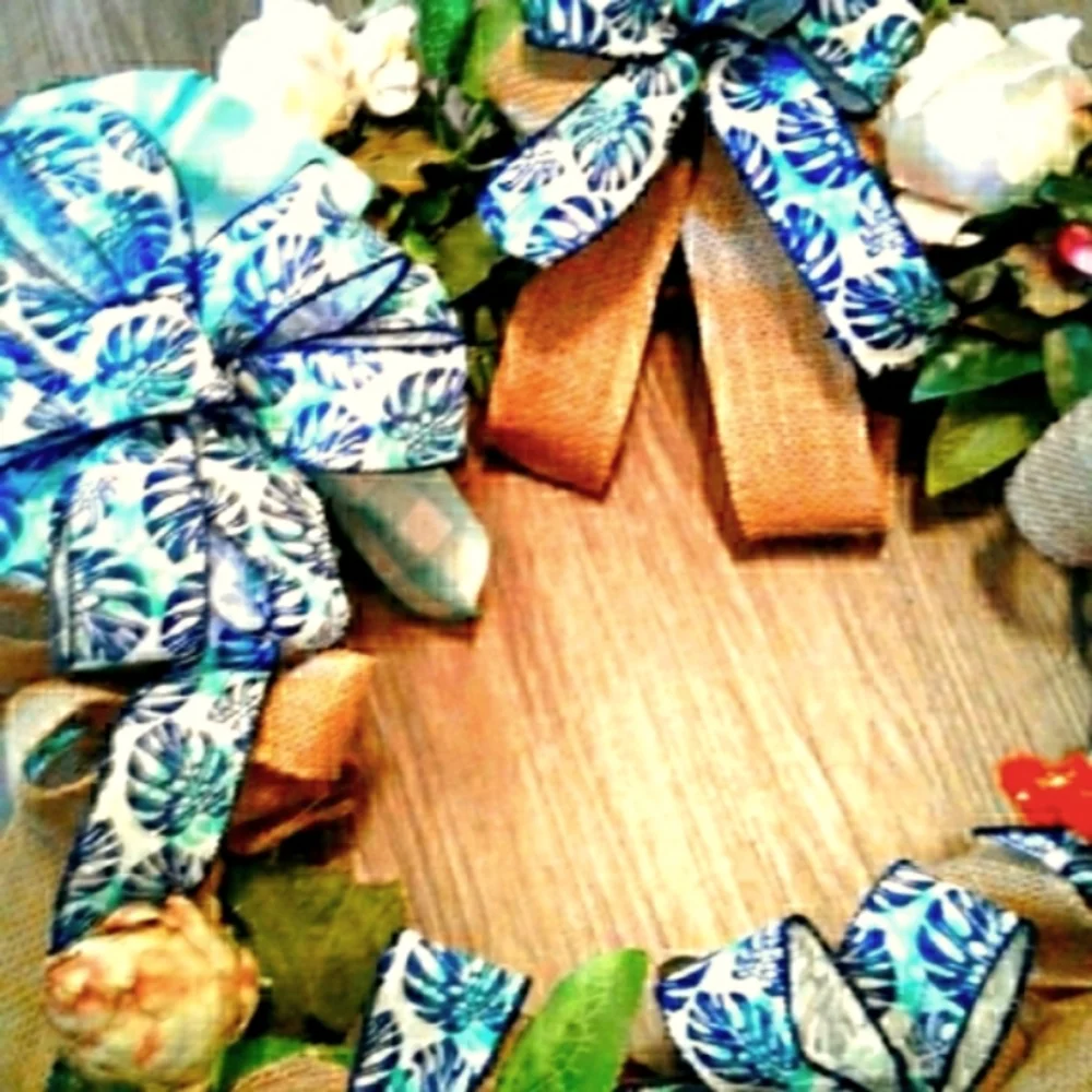 Summer Flamingo Wreath Hand Crafted Flamingo Beach Paradise Nautical FINAL SALE